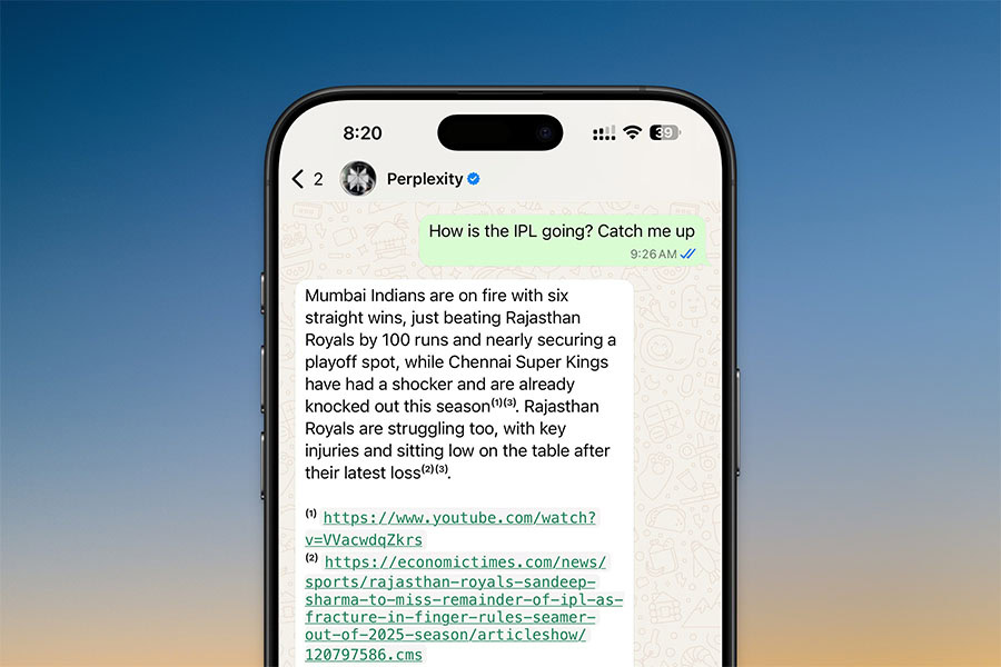 Perplexity AI вече може да се използва директно през WhatsApp