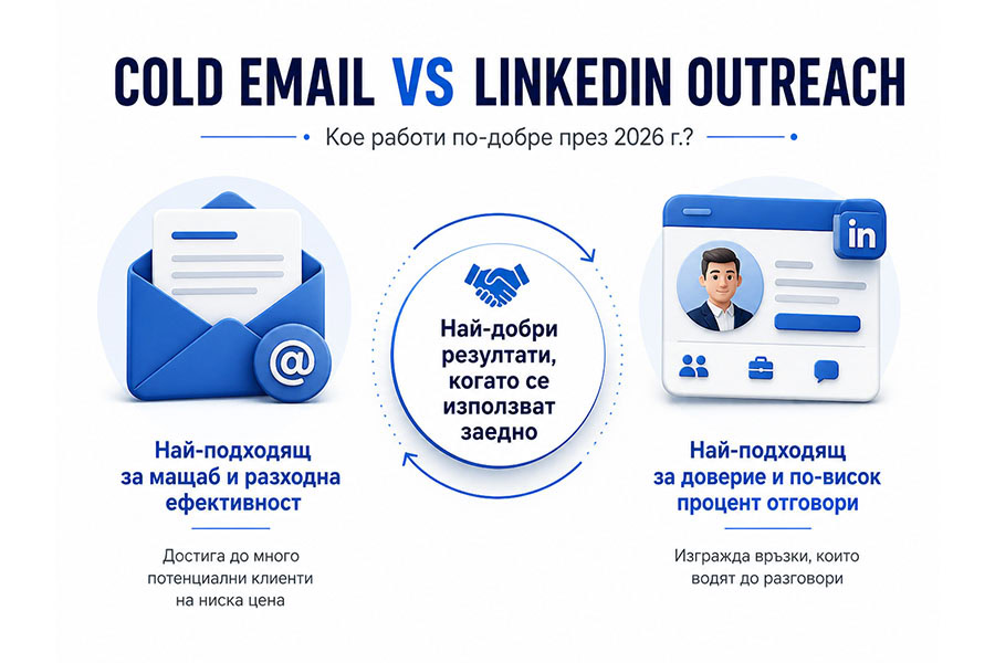 Cold email или LinkedIn outreach Кое работи по-добре през 2026 г