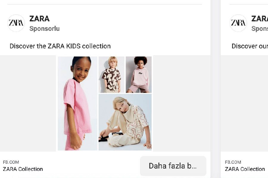 Facebook реклами на Zara 2