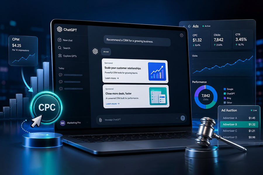 OpenAI тества CPC реклами в ChatGPT и подготвя нов рекламен модел