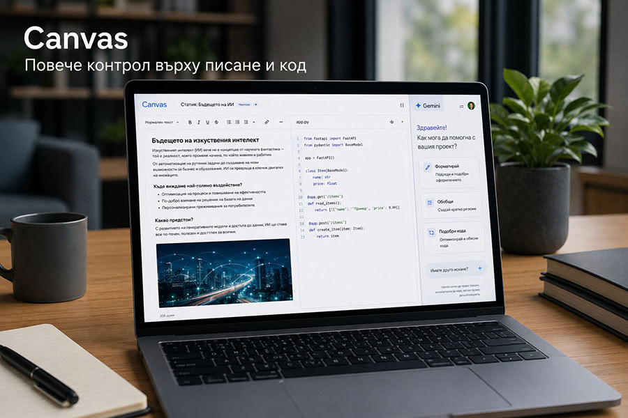 Използвайте Canvas за повече контрол върху писане и код